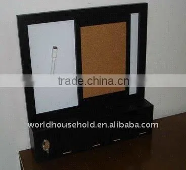 Wooden memo board with a cork board