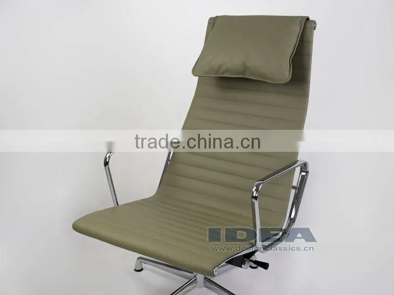 Replica Charles Aluminum Executive Easy Chair - Light Grey Genuine Leather
