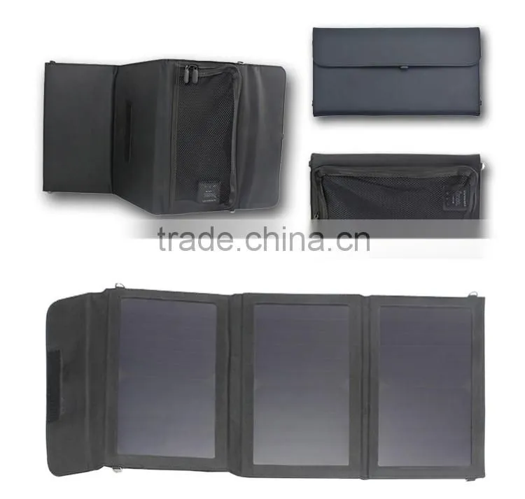2-USD port 18W foldable solar charger with 23-25% solar conversion best for outdoor fittings