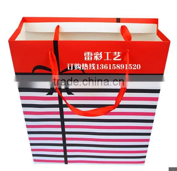 Beautiful stripe design luxury printed paper gift bag, craft bag