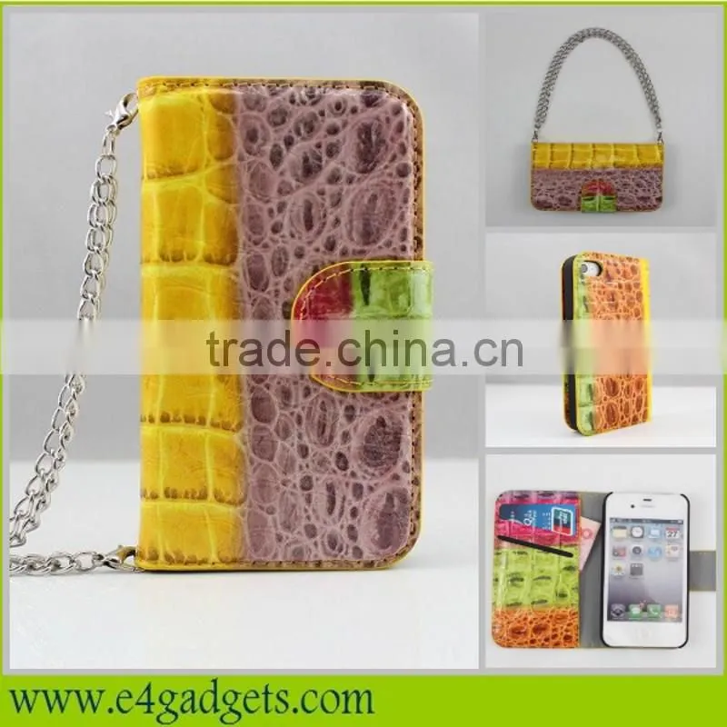 2014 New products colorful Crocodile PU handbag phone case for iphone 5S,for Apple iphone 5S handbag case China manufacturer