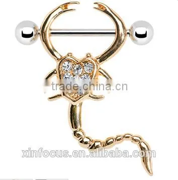 Gold Plated Scorpion Nipple Ring
