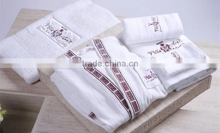 Wholesale Cotton White Waffle Hotel Bathrobe with Kimono Collar