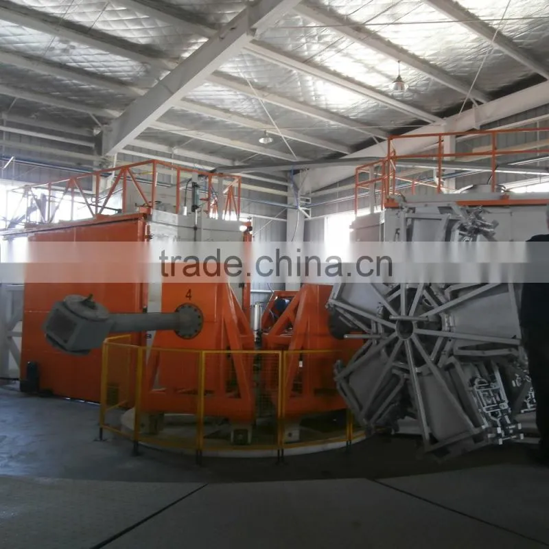 Three Arm turret-style carousel Rotomolding Machine, rotational molding machine