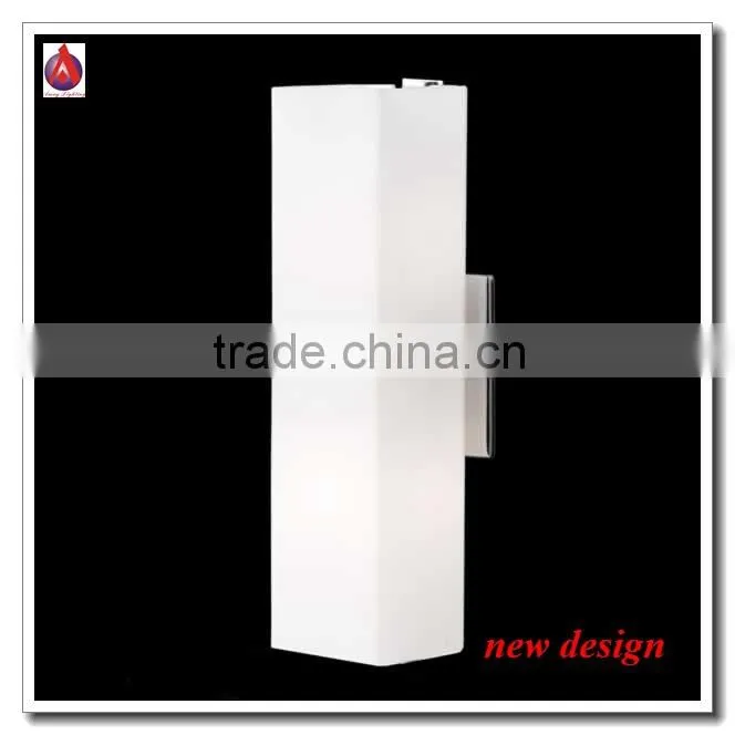 Zhongshan wall light fittings with glass shade and metal in satin nickel backplate