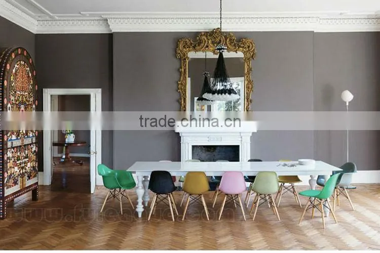 Living room furniture high quality child plastic seat with solid wood legs dining chair