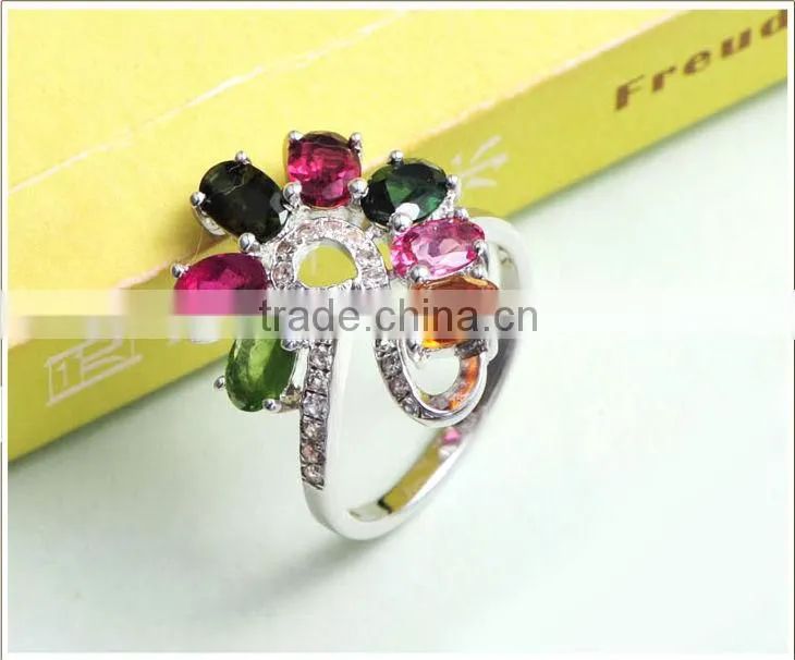 New Arrival Ladies' Gift 925 Stering Sliver Natural Tourmaline Rings