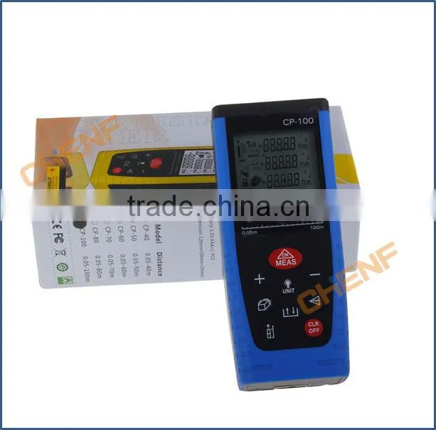 Newest Design Portable Digital LCD Retail package Yellow / Blue 100m(328ft) Laser Range Finder Rangefinder