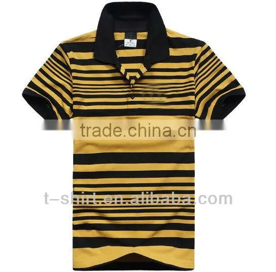 Polyester mens stripped t-shirt polo shirt contrast color factory