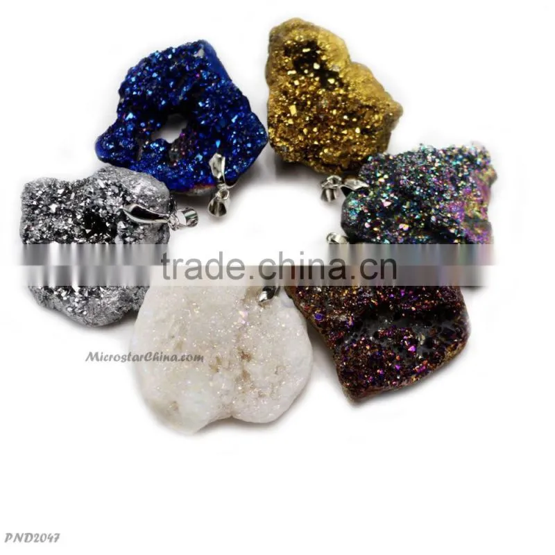 2015 Good Quality Fade Purple Color Drusy Pendant