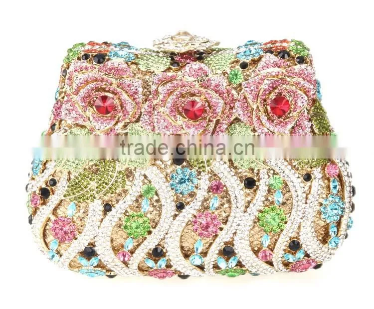 New products glass and rhinestone evening bag of women