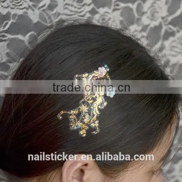 Custom Multi-application metallic tattoo with rhinestone gold crystal hair tattoo stickers