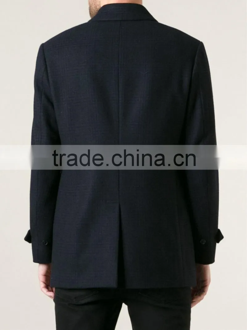 2014 new style 100% Cashmere black double breasted men coat