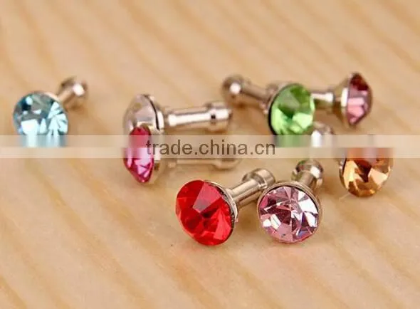 Fashion flash diamond colorful diamond cell phone headset dust plug dust plug 3.5mm universal