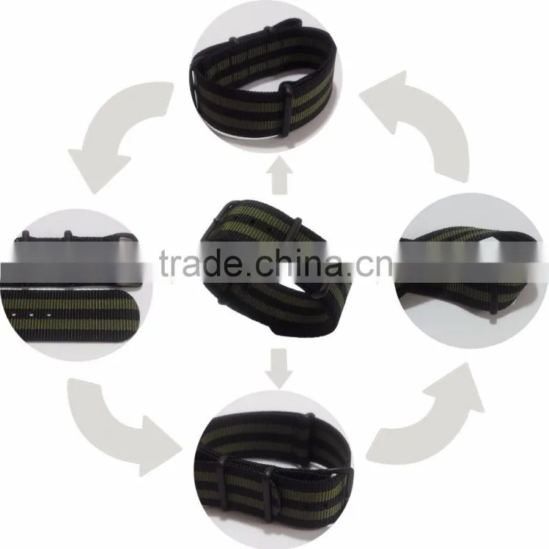 Military 4 Rings PVD Black Handmade Nato Watch Straps