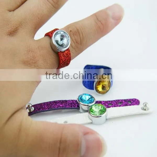 DIY PU leather crystal charm ring, rings jewelry -ZC0002