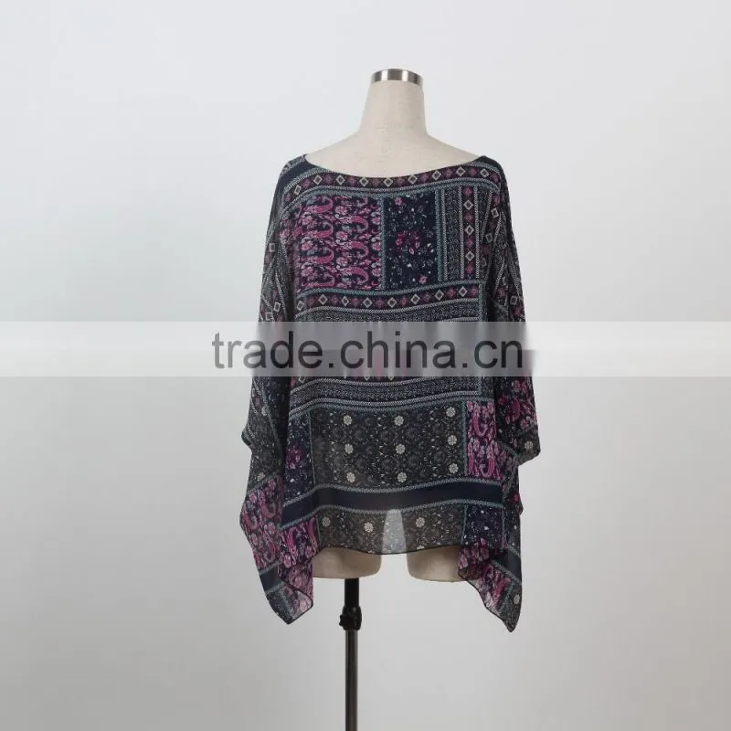Latest fashion africal pattern blouse designs plus size silk fabric blouse tops OEM service