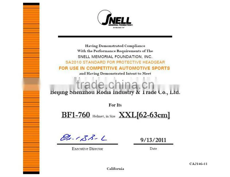 Full Face Helmet with SNELL M2010 & SNELL SA 2010 standard BF1-760