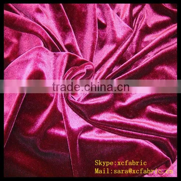 High quality soft dyed polyester/spandex velvet pleuche fabric