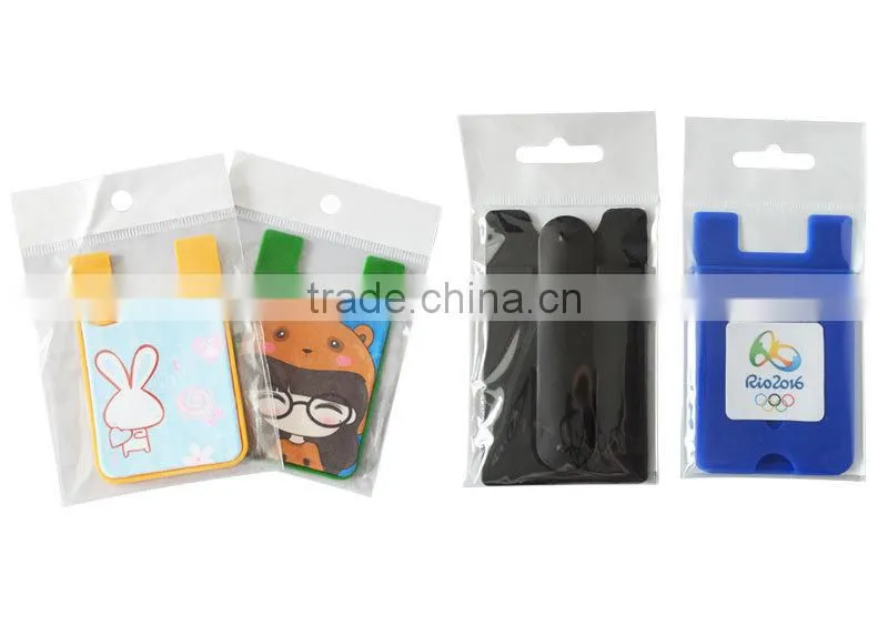 Sticky cellphone card poket Touch U mobile phone stand with silk print logo