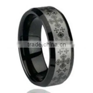 men's laser tungsten ring, Black IP tungsten carbide ring, Tungsten ring for men,Charm accessory