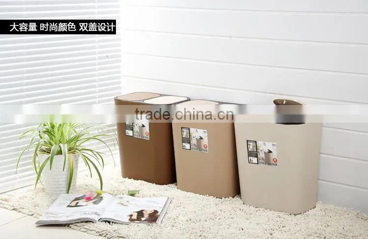 Professional manufacturer for plastic double lids trash can