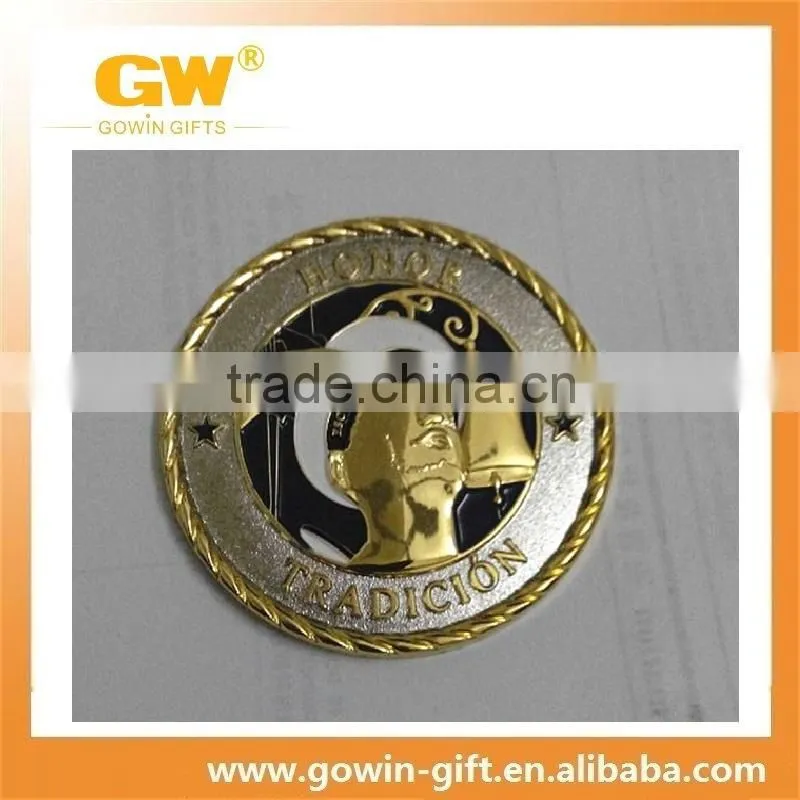 custom old wild animals silver coin with enamel