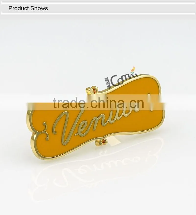Different color filled custom fancy handbag metal logo