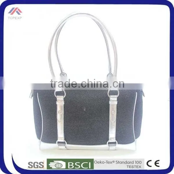 Distressed Straw Bag And Leather Decorative Bag