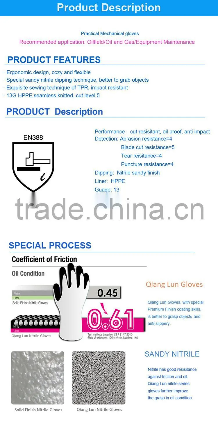 Custom made nitirle heavy duty working gloves for sale