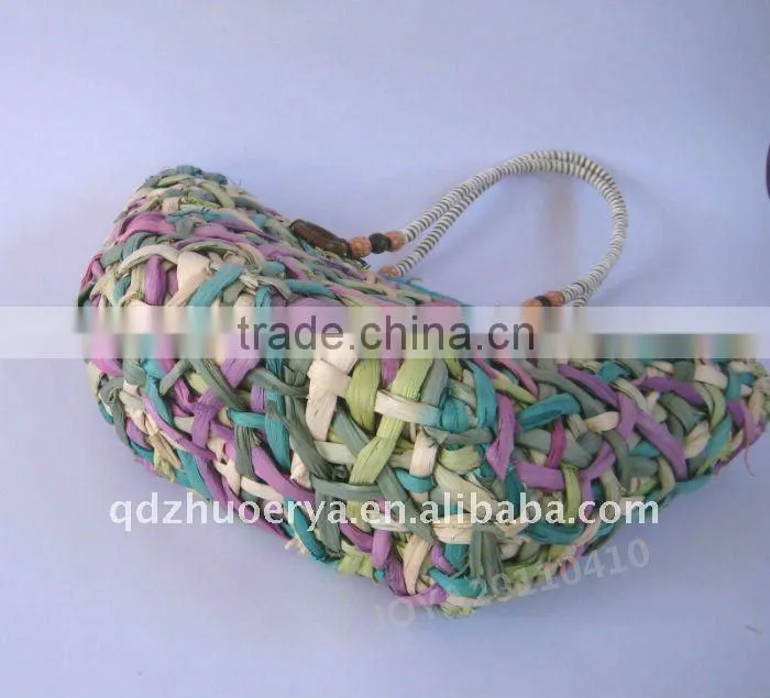 cotton print straw bag