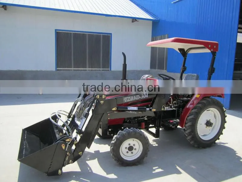 Small tractor 30HP 4WD with 4in1 assembled loader and 3PL backhoe