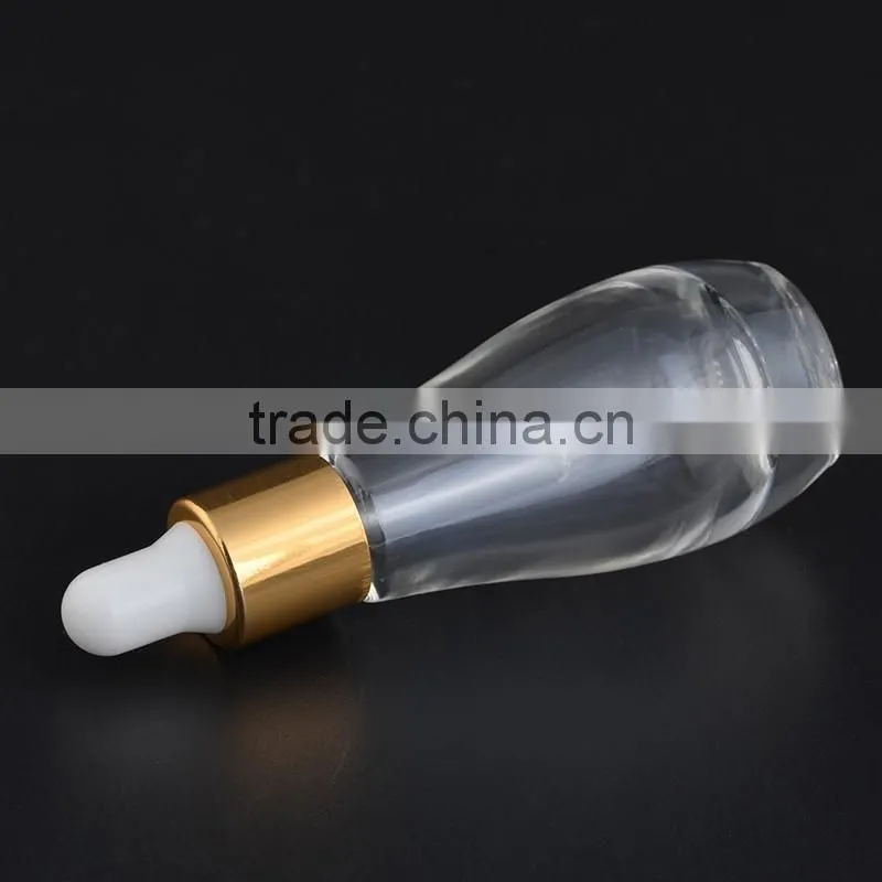 15ml unique shape clear glass dropper bottle with pipette for e liquid / empty essential oil container