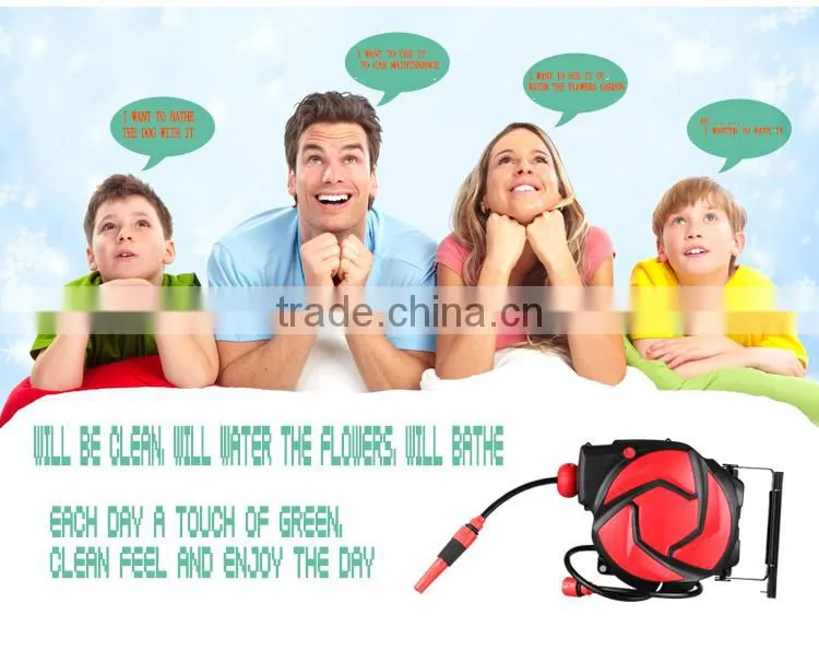 Auto extension retractable water hose reel garden tools