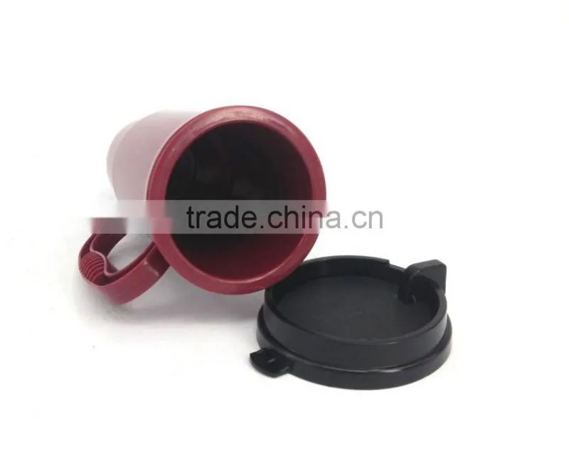 Duble wall travel mug/w handle Coffee mug cup with lid