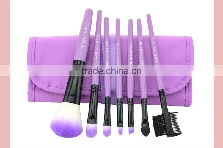Popular Hot Selling Colorful 7 in 1 Make-Up Brush Set High Quality Comestic Brush With CROCO Bag For Brushes