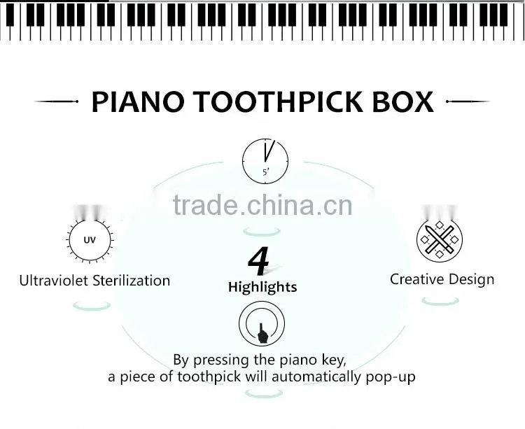 Kitchen Tool Automatic Toothpick Box Fasion Design Electric Piano Toothpick Box For Sale