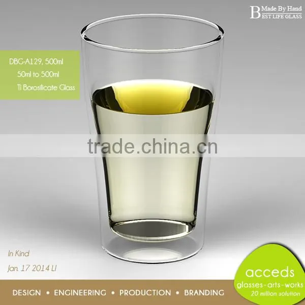 Pyrex Double Wall / Sided Drinking Hand Blown Glass