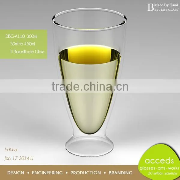 Pyrex Double Wall / Sided Drinking Hand Blown Glass