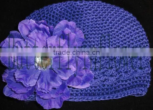Hot Sale Kufi Hat Withe Flowers Crochet Beanie Hat For Baby Wholesale Cotton Baby Beanies