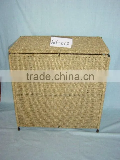 rectangular wicker storage basket for garden