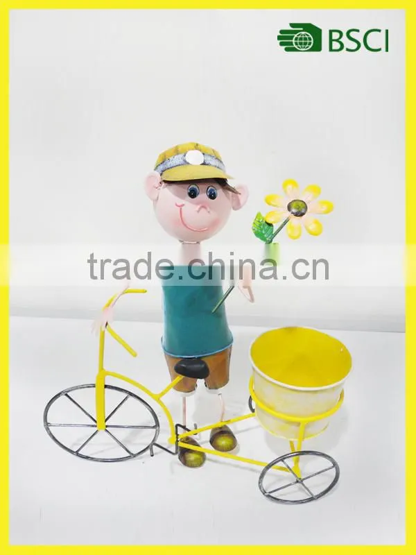 YS14342 Metal home and garden art bicycle with round flower box