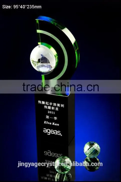 Optical Crystal Earth Award For Cooperate Gift Three Color Available