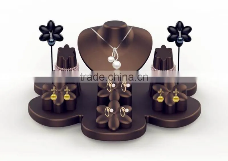 Custom design jewelry decoration shop earring necklace ring leather jewelry display set