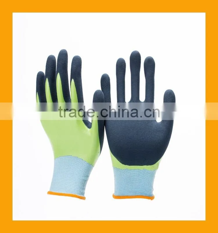 ZMSAFETY Nitrile Dipped Oil-resistant Working Gloves Black Sandy Nitrile Double Coated Palm Anti-slip Nitrile Gloves