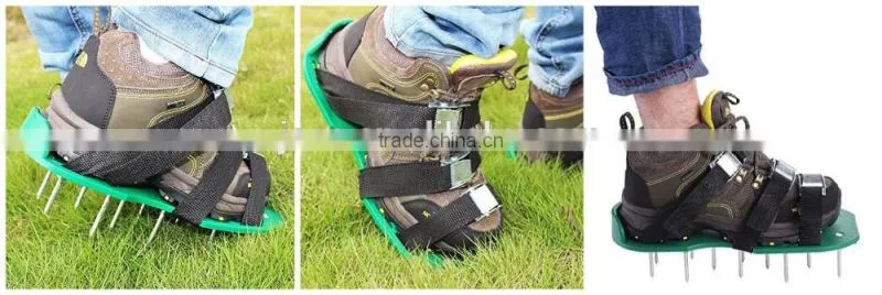 Lawn Aerator Sandals / 3 Straps with Zinc Alloy Metal Buckles and Nails for Lawn Care Aerating Spikes Heavy Duty Spiked Shoes