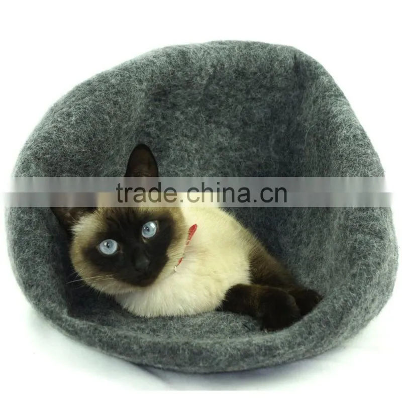 Cat Bed, House, Cave, Nap Cocoon, Wool Felt Handmade Large