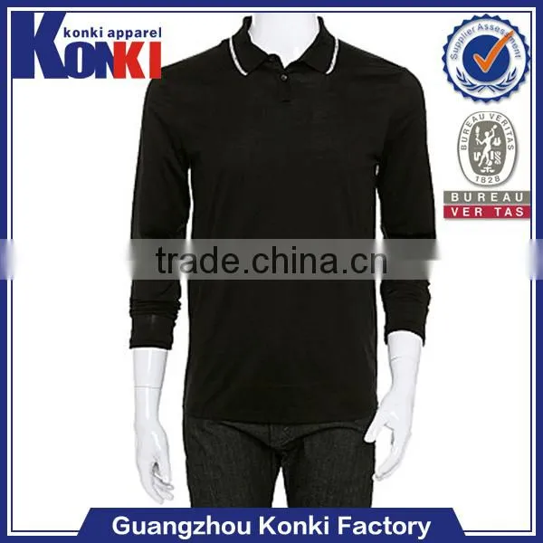 black customized cotton men long sleeve polo t shirt make in china