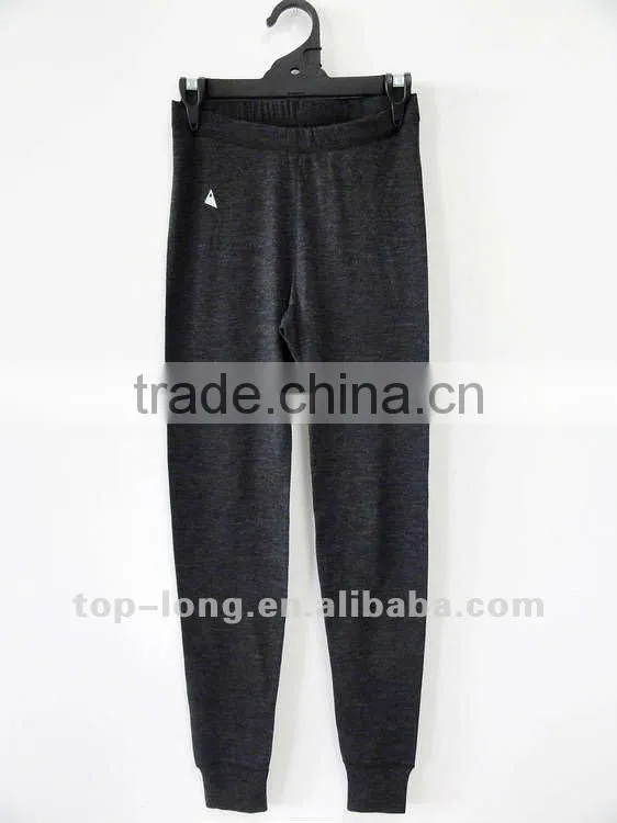 100% merino wool thermal underwear of women charcoal crew&pant long johns