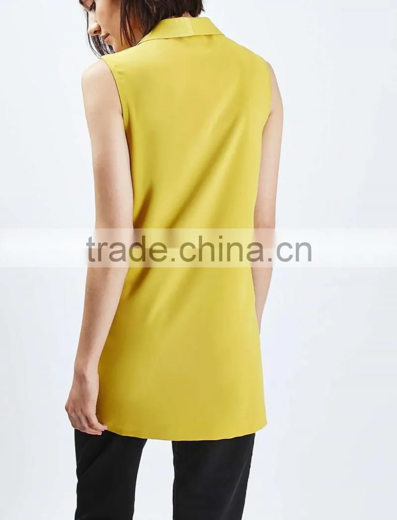Double Breast Women Fall Formal Sleeveless Jacket for Ladies